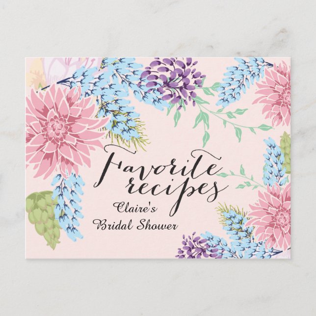 Spring Bouquet Bridal Shower Recipe Card (Front)