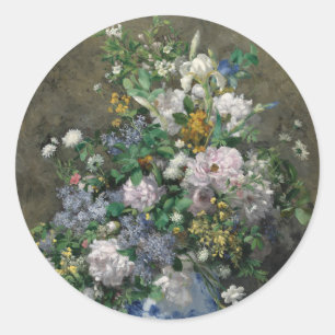  Spring Bouquet by Auguste Renoir Classic Round Sticker