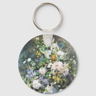 Spring Bouquet by Pierre Renoir, Vintage Flowers Key Ring