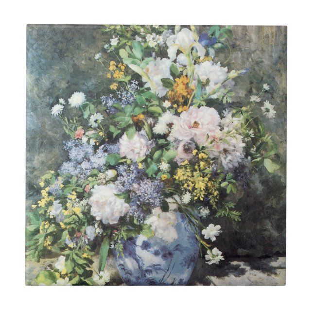 Spring Bouquet by Pierre Renoir, Vintage Flowers Tile (Front)