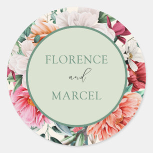 Spring Bouquet in Green and Ivory Wedding Sticker