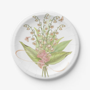Spring Bouquet of Lily of the Valley and Roses  Paper Plate