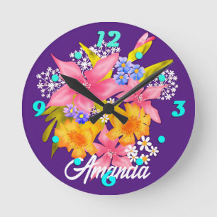 Spring bouquet round clock