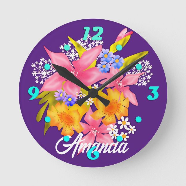Spring bouquet  round clock (Front)