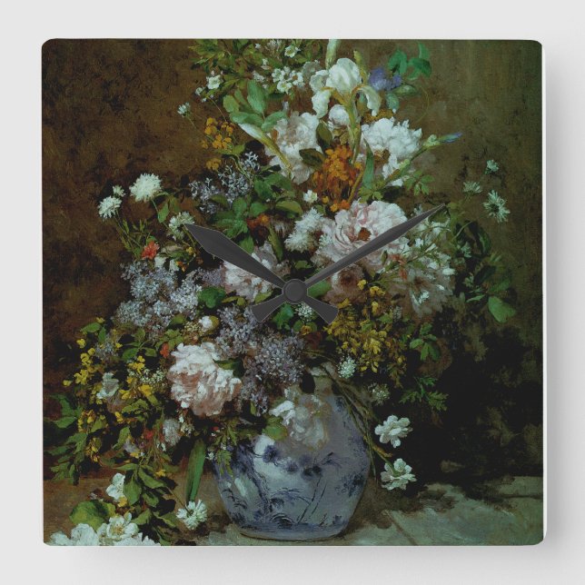 Spring Bouquet Square Wall Clock (Front)