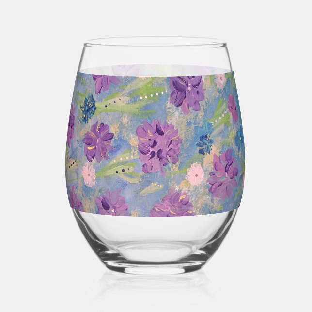 Spring Bouquet Stemless Wine Glass (Front)