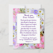 Spring Bouquet Thank You Christian Friend Card