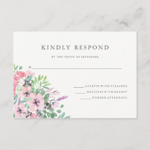 Spring Bouquet Watercolor Floral Wedding RSVP Card