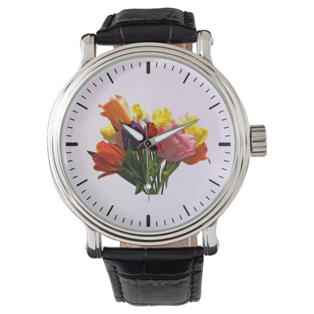Spring Bouquet With Tulips and Daffodils Watch (Front)