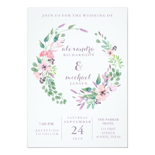 Spring Bouquet Wreath | Watercolor Floral Wedding Card