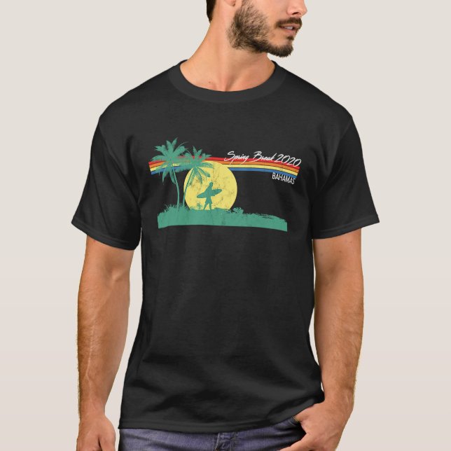 Spring Break 2020  Bahamas Retro 80s Beach T-Shirt (Front)