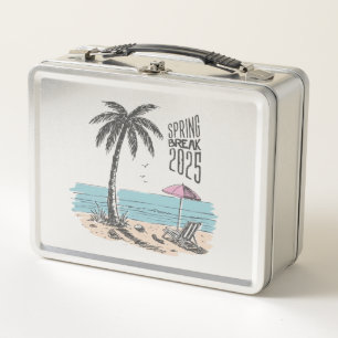 Spring Break 2025 Beach Vibes Metal Lunch Box