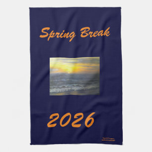 "SPRING BREAK 2026 OCEAN SUNSET KITCHEN TOWEL"  TEA TOWEL