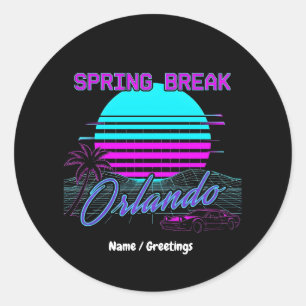 Spring Break 2026 Orlando After Dark Retro Synth Classic Round Sticker