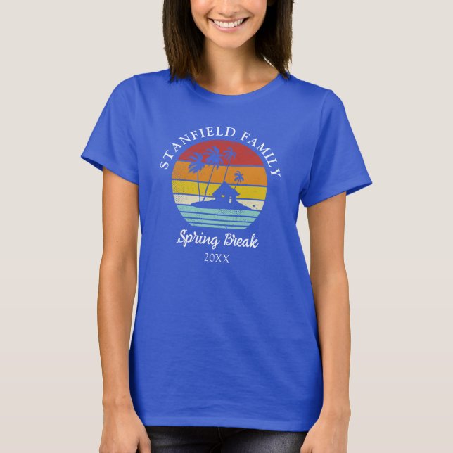 Spring Break Beach Hut Palm Trees Family Matching T-Shirt (Front)