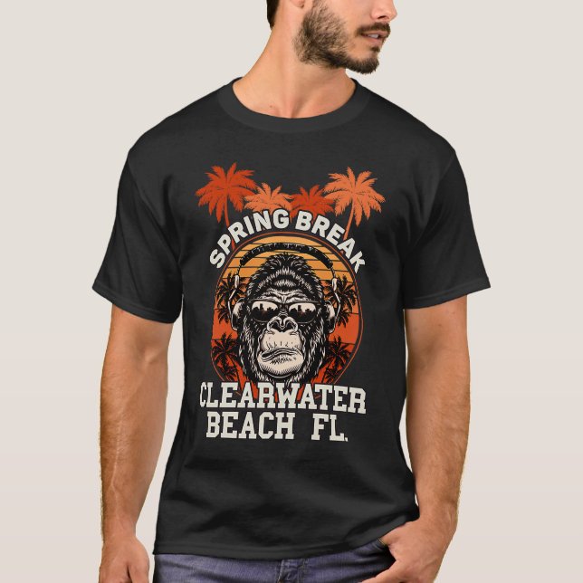 Spring Break Clearwater Beach Fl Gorilla Headphone T-Shirt (Front)