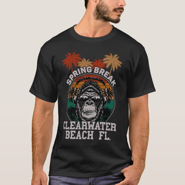 Spring Break Clearwater Beach Fl Gorilla Headphone T-Shirt (Front)