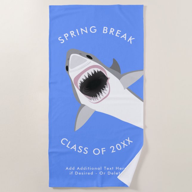 Spring Break Custom Vacation Shark Attack Beach Towel (Front)