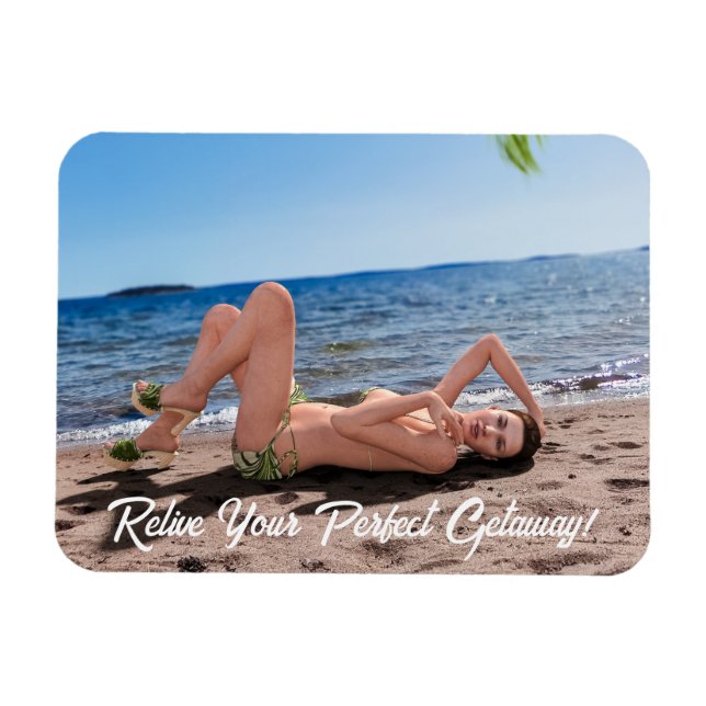 Spring Break Girl Lying on Sandy Beach Magnet (Horizontal)