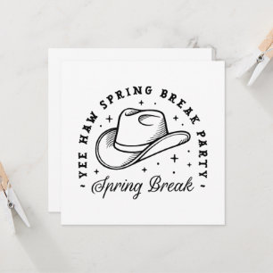 Spring break girls party cowboy hat invitation
