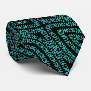 Spring Break Leaves Turquoise Colored Pattern Art Tie