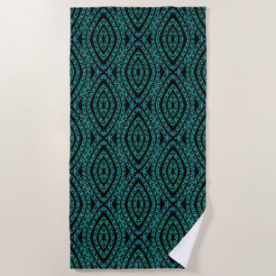 Spring Break Leaves Turquoise Coloured Art Design Beach Towel