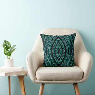 Spring Break Leaves Turquoise Coloured Art Design Cushion