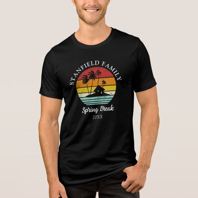 Spring Break Palm Trees Family Reunion Matching Tri-Blend Shirt (Front)