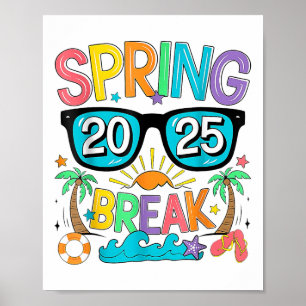 Spring Break Squad Crew Vintage 2025 Beach Palm Fa Poster