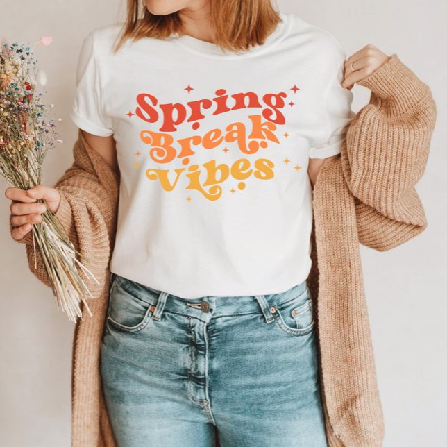 Spring Break Vibes Retro Colour Fun Trendy T-Shirt (Creator Uploaded)