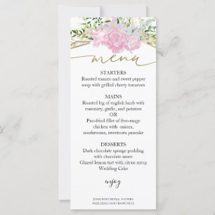Spring Bridal Shower Menu Card Gilded Wildflower