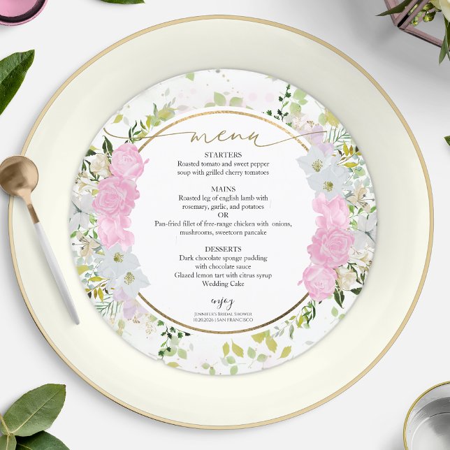 Spring Bridal Shower Menu Card Gilded Wildflower (Creator Uploaded)