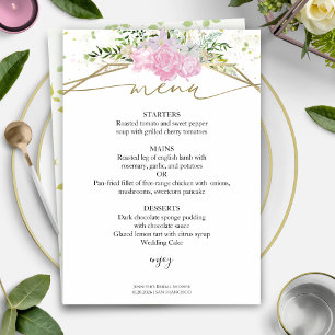 Spring Bridal Shower Menu Card Gilded Wildflower
