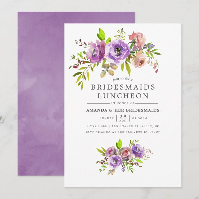 Spring Bridesmaids Luncheon Floral Invitation (Front/Back)