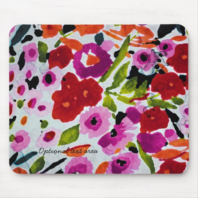 Spring Bright Flowers Floral Elegant Watercolor Mouse Mat (Front)