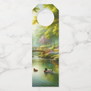 Spring brook with ducks/flowers bottle tag