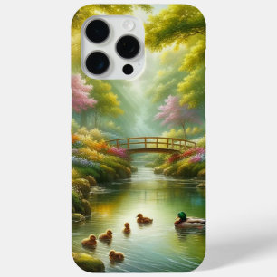 Spring brook with ducks/flowers iPhone 15 pro max case