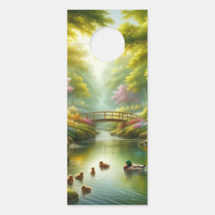 Spring brook with ducks/flowers door hanger