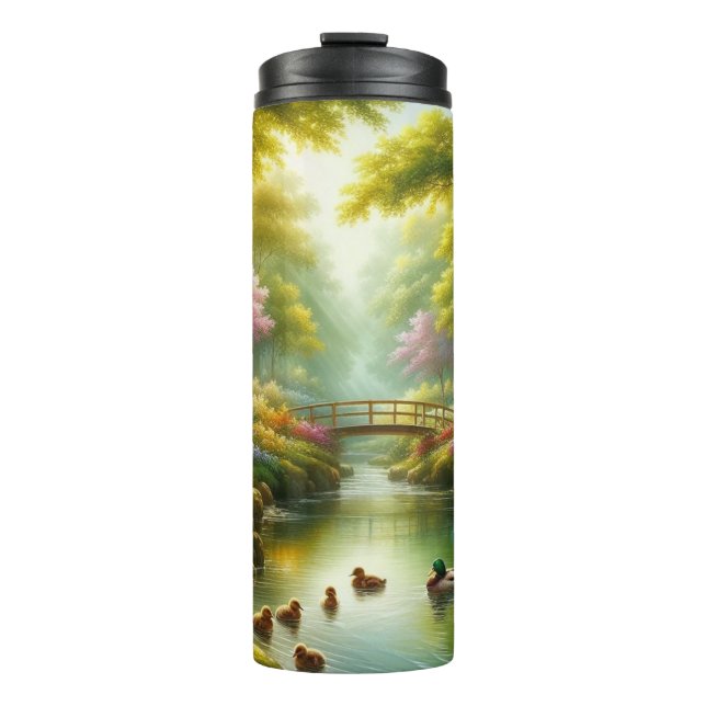 Spring brook with ducks/flowers thermal tumbler (Front)