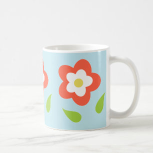Spring Bubble Flowers (on Blue)  Coffee Mug