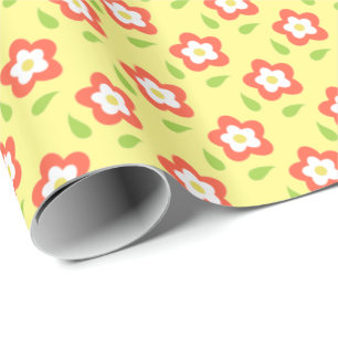 Spring Bubble Flowers Yellow Pattern Wrapping Paper