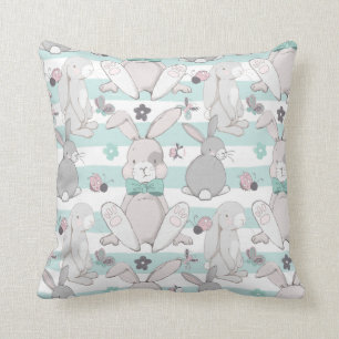 Spring bunnies pattern cushion