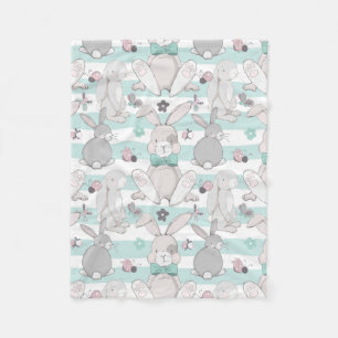 Spring bunnies pattern fleece blanket