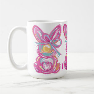 Spring bunnies personalised with an initial coffee mug