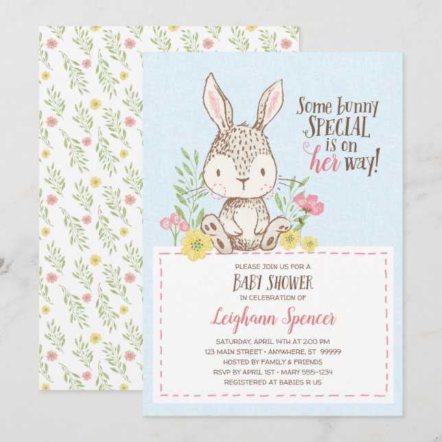 Spring Bunny Baby Shower Invitation (Front/Back)