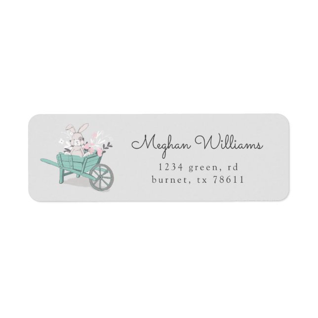 spring bunny chalk floral cute return address (Front)