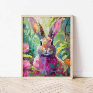 Spring Bunny Colourful Modern Abstract Art Poster