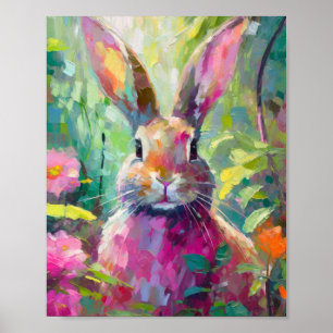 Spring Bunny Colourful Modern Abstract Art Poster