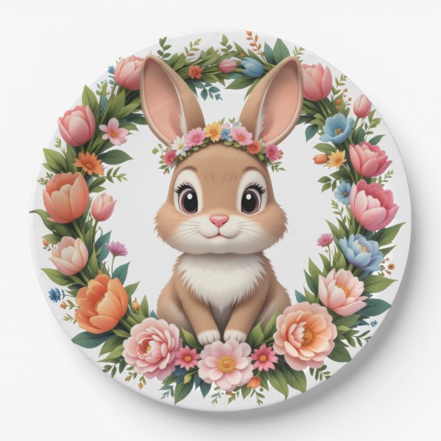 Spring Bunny Easter Paper Plate (Front)