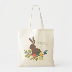 Spring Bunny Easter with Name Tote Bag